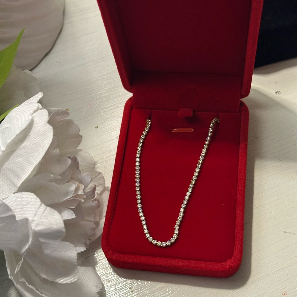 14k gold tennis necklace with zirconas
